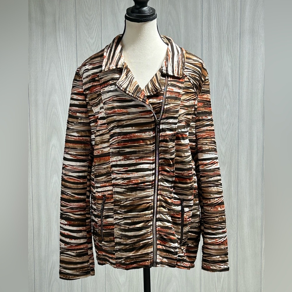 Allison Daley abstract striped zippered jacket size 14